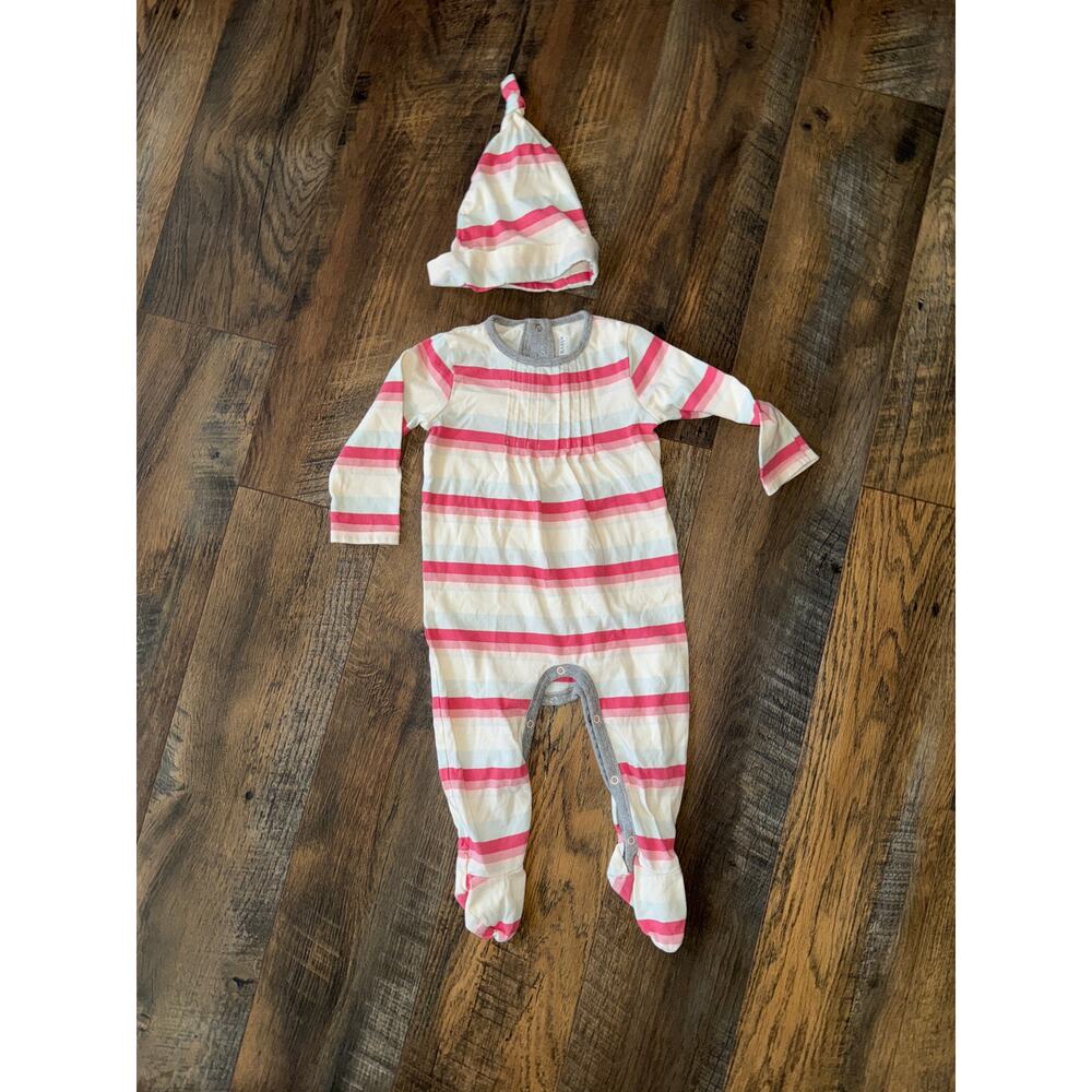 BURT'S BEES BABY Organic Cotton Footed Pajamas w/ Matching Cap (6-9M)